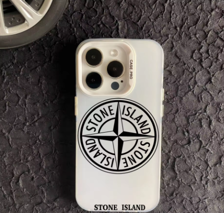 Coque Stone Island Blanche logo